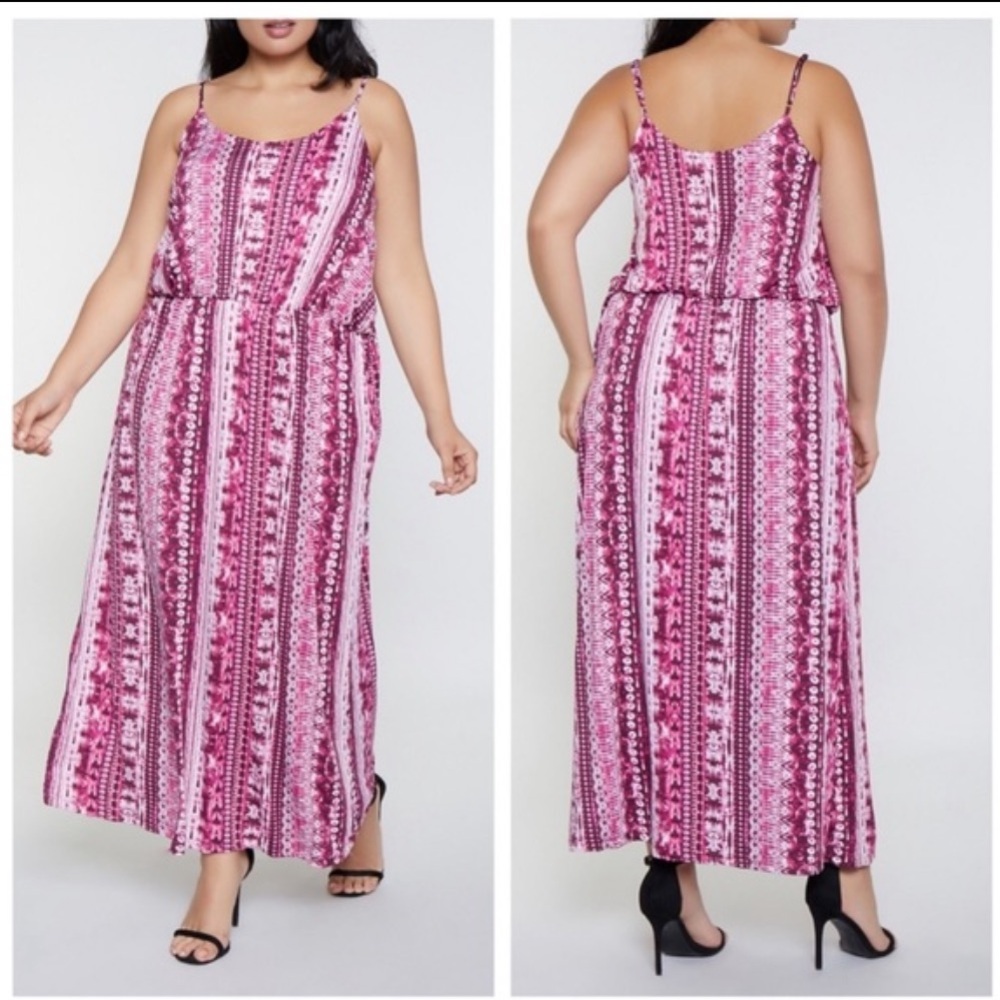 NEW• MAYA BOHO CHIC & SLEEK PINK MAXI DRESS• XL-2X